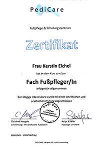 Zertifikat Fachfußpflegerin